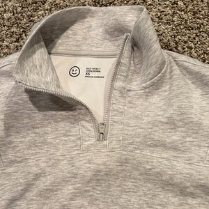 Gilly Hicks womens cropped Half-Zip Pullover - Light Heather Gray